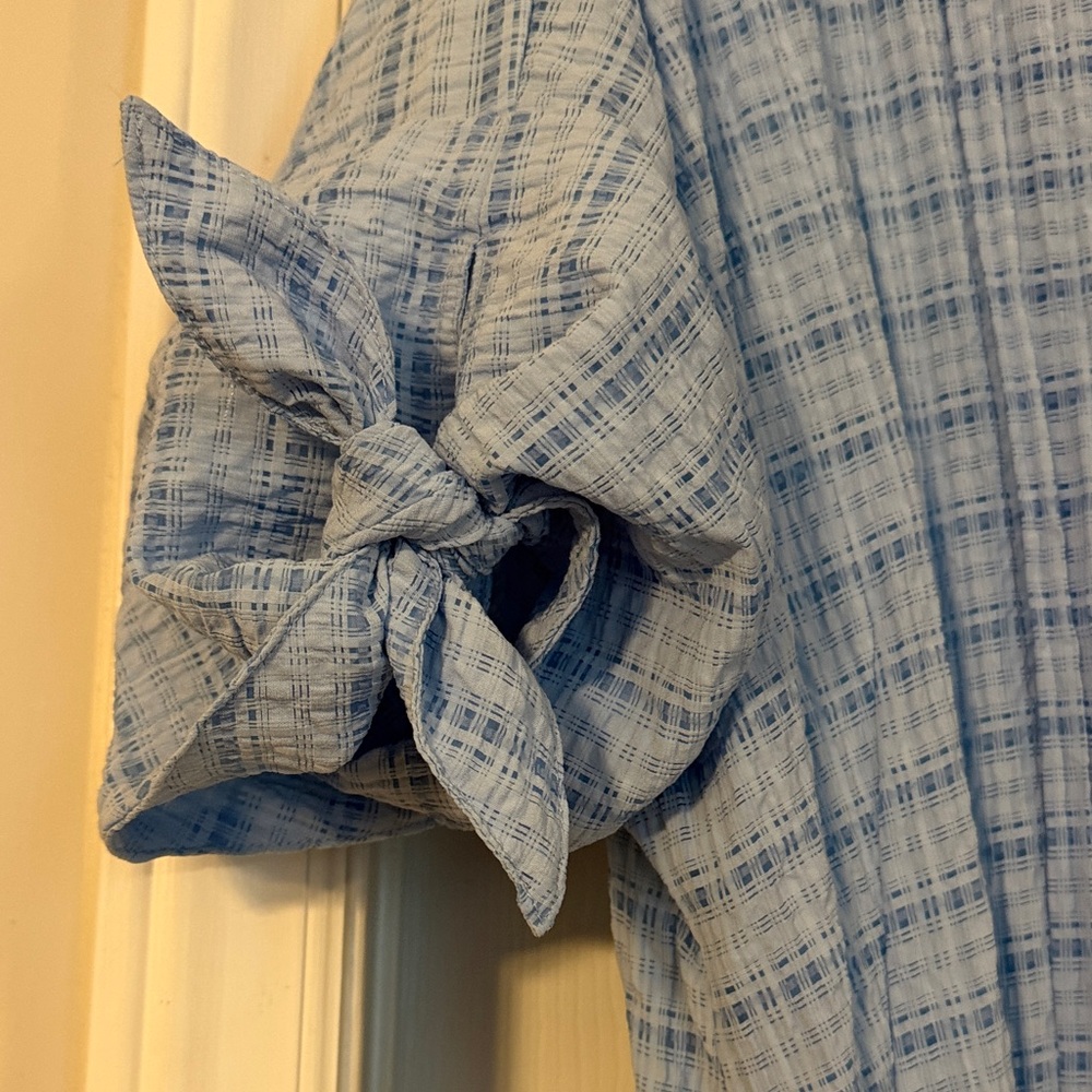 entro Light Blue Plaid Midi Dress - Picture 3 of 7